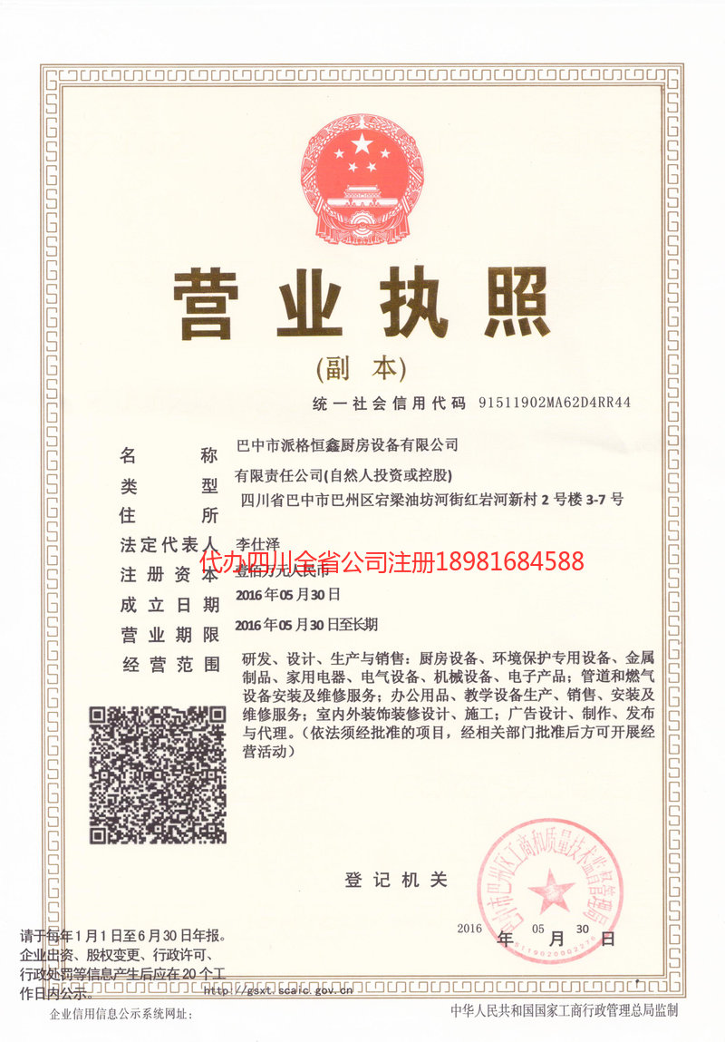 阆中阆中派格恒鑫厨房设备有限公司